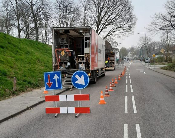 Afbeelding van de werkzaamheden aan de Provinciale weg in Limbricht